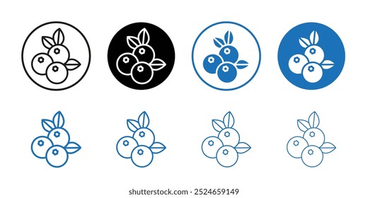 Blueberry Symbol Sammlung von flachen dünnen Umrissvektor