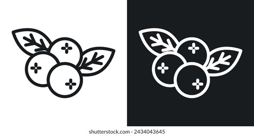 Blueberry Icon Designed in a Line Style on White background.