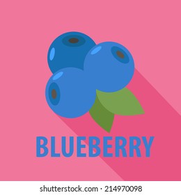 blueberry icon in flat design with long shadows