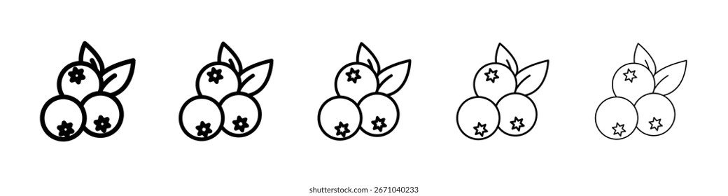 Logotipo de icono de arándano en líneas de trazo colección