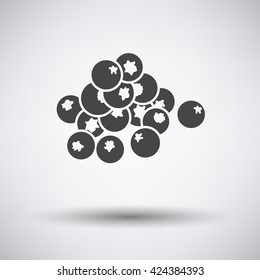 Blueberry icon on gray background with shadow. Vector illustration. 
