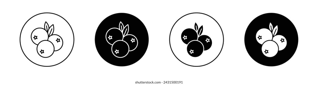 Blueberry Icon Set. Berry Fruit Bilberry Vector Symbol in a Black Filled and Outlined Style. Juicy Delight Sign.