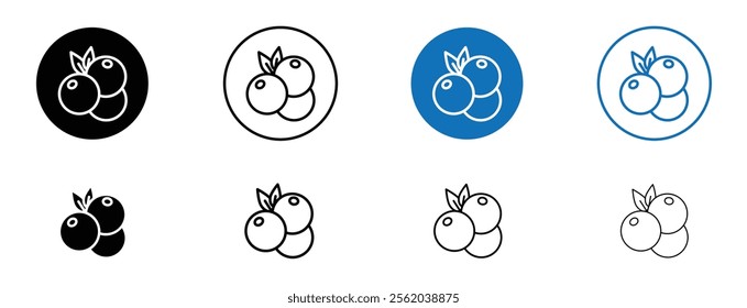 Blueberry icon set in black and blue colors
