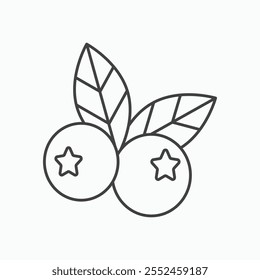 Ícone de mirtilo definido no estilo de linha preta.