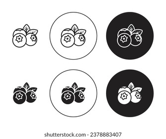 Blueberry icon set. cranberry vector symbol. huckleberry sign. elderberry or bilberry sign in black filled and outlined style.