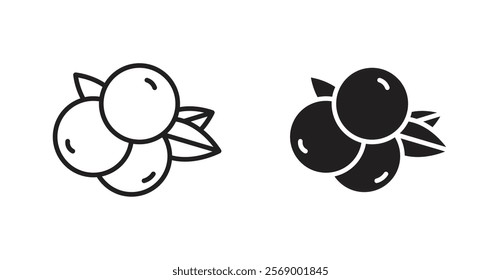 Blueberry icon set vector graphics designs