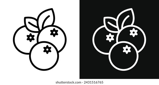 Blueberry Icon Set. Vector Illustration