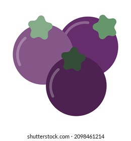 Blueberry icon. Sweet snack. Flat style. Cartoon design. Ripe fruit sign. Healthy food. Vector illustration. Stock image. EPS 10.