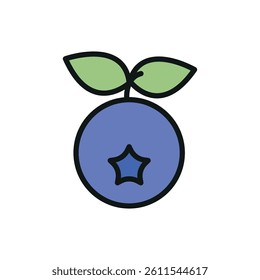 Blueberry icon symbolizes sweet nutrition, antioxidant-rich fruit, and healthy snacking moments.