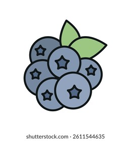Blueberry icon symbolizes sweet nutrition, antioxidant-rich fruit, and healthy snacking moments.