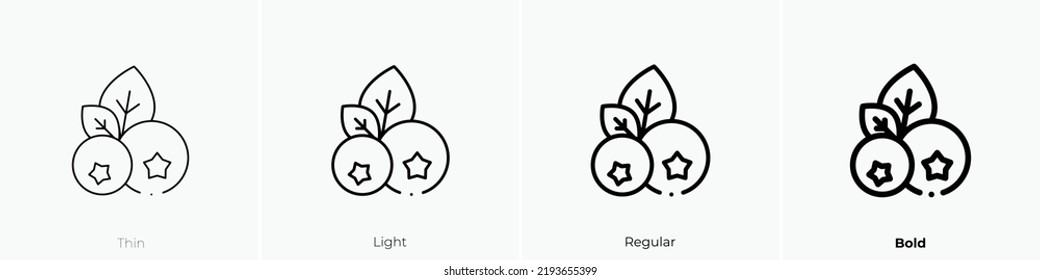 blueberry icon. Thin, Light Regular And Bold style design isolated on white background