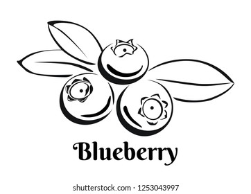 Blueberry icon. Vector black and white simple illustration. Design element for logo, label, stencil.