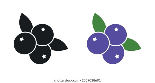 Blueberry icons in black and colored version