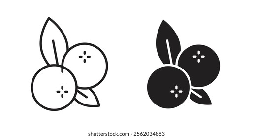 Blueberry icons in flat and line style set.