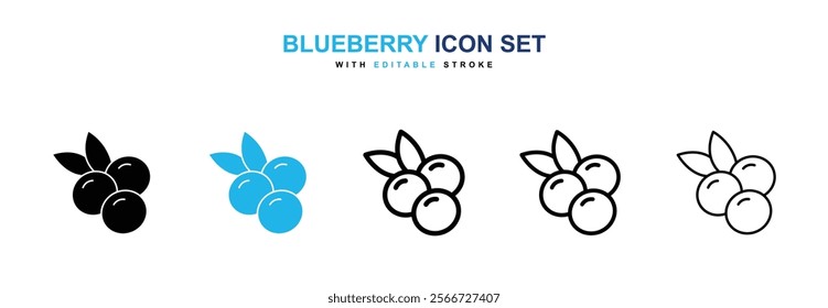 Blueberry icons vector collection pack.