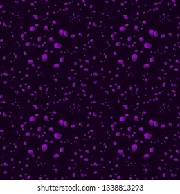 Blueberry iridescent drops and petals on a black background in nacre. Inflorescences of petals and dew drops for decoration of abstract objects of nature and products.
