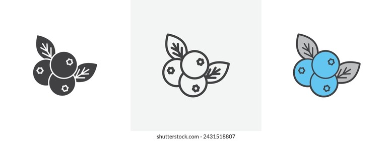 Blueberry Isolated Line Icon Style Design. Simple Vector Illustration