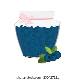 Blueberry jam, blueberry jam isolated, blueberries, blueberry vector