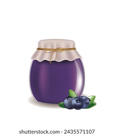 Blueberry  jam jar. vector illustration