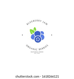 Blueberry jam. Logo template. Organic blueberries