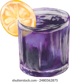 blueberry juice cocktail bar cafe menu illustration