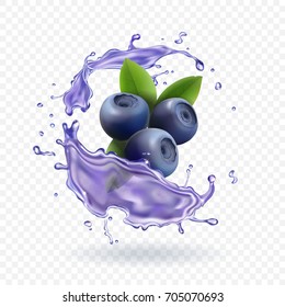 Blueberry Juice Realistic Vector Illustration.