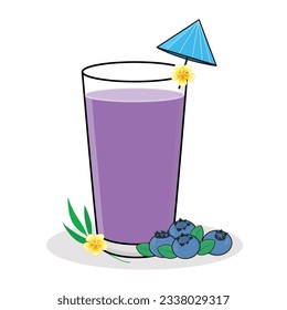 Blueberry juice. Blueberry slice.
Blueberry flavored drink. Blueberry vector cartoon icon design illustration