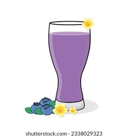 Blueberry juice. Blueberry slice.
Blueberry flavored drink. Blueberry vector cartoon icon design illustration