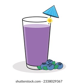 Blueberry juice. Blueberry slice.
Blueberry flavored drink. Blueberry vector cartoon icon design illustration