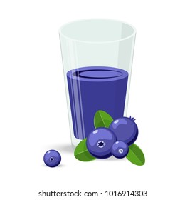 Blueberry juice smoothie in a mason jar mug. Vector illustration.