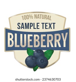 Blueberry label or sticker on white background, vector illustration