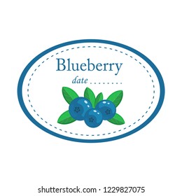 Blueberry label vector design isolated on white background. Round label