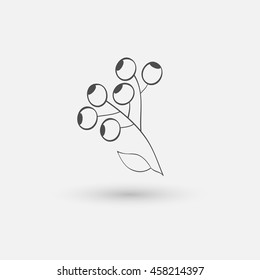Blueberry, leaves and berries vector icon