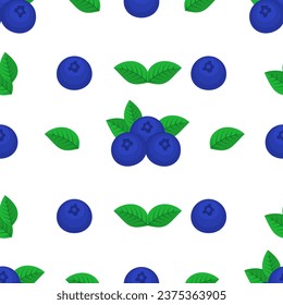 Blueberry y hojas vectoriales sin fisuras
