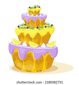 Blueberry lemon cake with whipped cream and rosemary