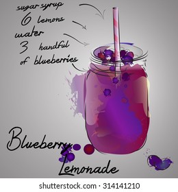 blueberry lemonade with color splash and berry 