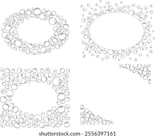 Blueberry line art oval frame set template. vector illustration for nature-inspired artwork

