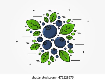 Blueberry line art vector concept.
