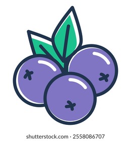 Blueberry line icon vector isolated. Symbol of bilberry. Delicious food, simple line drawing. Sweet berries.
