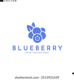 Blueberry logo. Isolated berries on white background. Vegetarian food