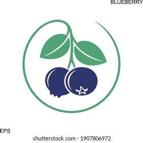 Logo de Blueberry. Arándano azul aislado sobre fondo blanco