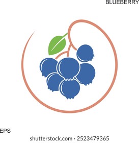 Logotipo da Blueberry. Amora isolada sobre fundo branco