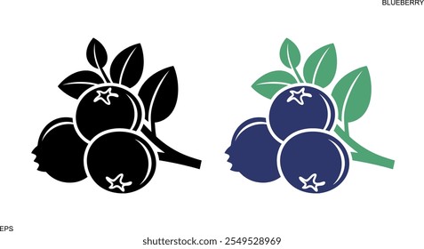 Logotipo da Blueberry. Amora isolada sobre fundo branco