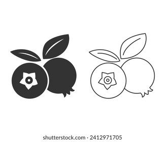 Blueberry logo vector template line icon set illustration design flat