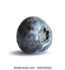 Blueberry low poly. Fresh, nutritious and tasty blueberry. Symbols of berries. Elements for label design. Blueberry in triangulation technique.