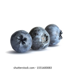 Blueberry low poly. Fresh, nutritious and tasty blueberry. Symbols of berries. Elements for label design. Blueberry in triangulation technique.