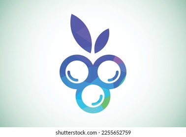 Blueberry low poly style logo design vector template