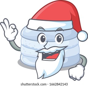 Blueberry macaron in Santa cartoon character style with ok finger