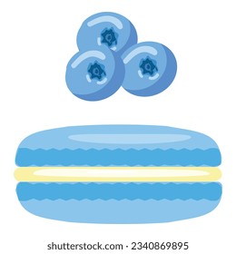 Blueberry macaroon icon cartoon vector. French cookie. Sweet cake