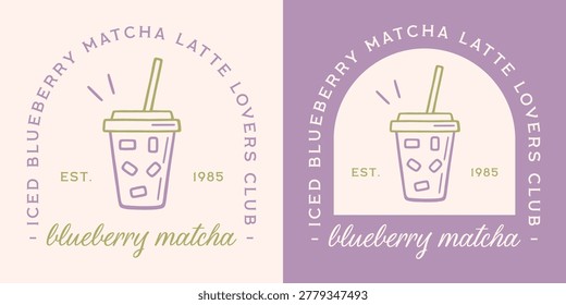 Blueberry matcha iced latte